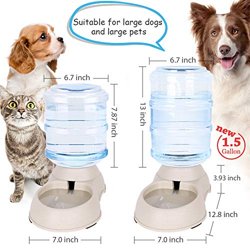 Automatic Cat Water Dispenser with Pet Food Mat for Small Medium Dog Pets Puppy Kitten Big Capacity 1.5 Gallon