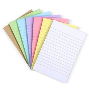 stobok lined sticky notes,7 packs bright color self-stick memo notepads with line 3.9 x 6 inch,legal pads 50 sheets per notepad memo stickers for office,school,home