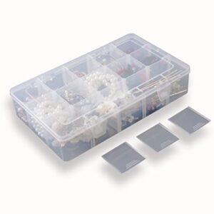 Sympabasic Souffahouse 2 Pack Plastic Small Crafts Storage Boxes with Adjustable Dividers (15 Grid)