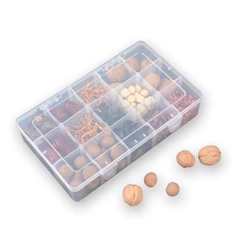 Sympabasic Souffahouse 2 Pack Plastic Small Crafts Storage Boxes with Adjustable Dividers (15 Grid)