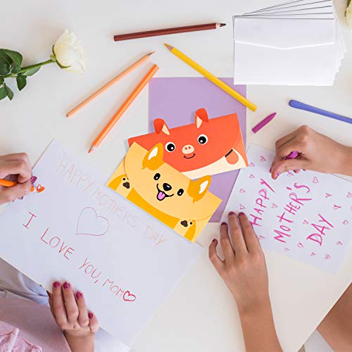 NIMU 12 Pieces Animal Stationery Paper With 12 Piece Envelope Gift For Kids,12 Assorted Animal Cards Boxed Cute Animals Design Ideal For Greeting,Thank You,Birthday,Motivational, Holiday Cards Prime