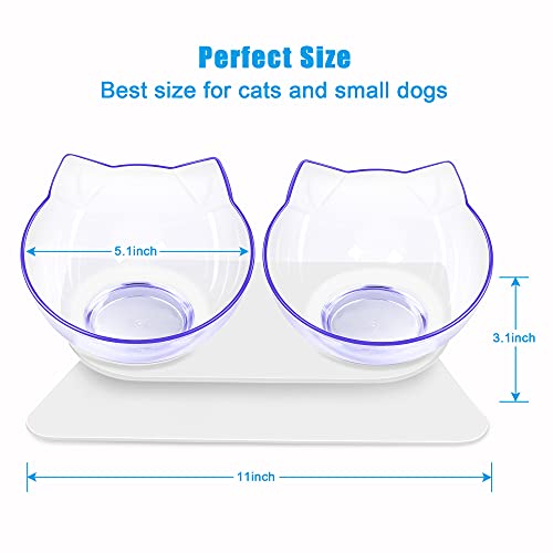 UPSKY Cat Bowls Elevated Cat Food Water Bowls Set, 15° Tilted Raised Cat Bowls, Anti Vomiting Cat Dish Pet Feeder Bowls with Stand for Indoor Cats and Small Dogs