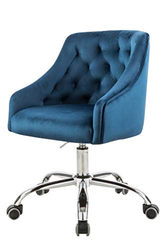 Velvet Fabric Swivel Task Chair for Home Office Ergonomic Comfortable Chair - Navy Blue with Dirt-Proof M-6030S