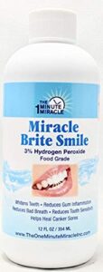 miracle brite smile - 3% hydrogen peroxide food grade, peppermint, lemon, clove leaf, cinnamon and rosemary