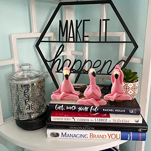 Goodeco 2.4" Mini Yoga Flamingo Figurines - Tiny Gifts Whimsical Kawaii Pink Flamingo Desk Decor, Set of 3 Fairy Garden Lawn Statues, Flamingo Gifts for Women/Mom/Grandma/Girls