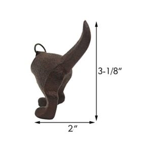 Retro Dog Tail Cast Iron Wall Hooks - Decorative Wall Hanging Hook for Coat, Towel, Keys - Antique Brown - Set of 3