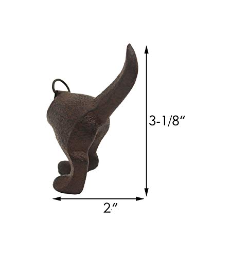 Retro Dog Tail Cast Iron Wall Hooks - Decorative Wall Hanging Hook for Coat, Towel, Keys - Antique Brown - Set of 3