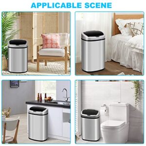 13 Gallon Automatic Trash Can with Lid, Touch Free Stainless Steel Kitchen Smart Garbage Can 50L High Capacity Electronic Sensor Trash/ Waste Bin for Room Kitchen Office, Silver