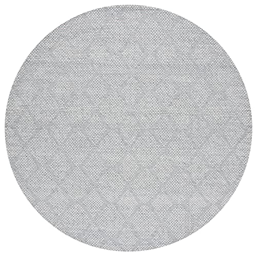 SAFAVIEH Marbella Collection 7' Round Silver/Grey MRB551G Handmade Premium Wool Area Rug