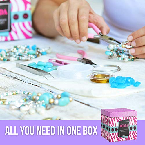 MODDA Deluxe Jewelry Making Kit with Video Course, Includes Instructions, Beads, Necklace, Bracelet, Earrings Making, Crafts for Adults, Beginners, Christmas Gift for Teens, Girls 13-15, Moms, Women