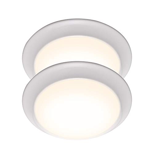 LIT-PaTH LED Flush Mount Ceiling Lighting Fixture, 11 Inch Dimmable 22.5W, 1550 Lumen, Aluminum Housing Plus PC Cover, ETL and Damp Location Rated, 2-Pack, White Finish-3000K