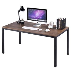 poprun writing computer desk 59 inch（60"x 30"） home office writing study desk, modern simple sturdy laptop study table, walnut - solid tabletop made of mdf