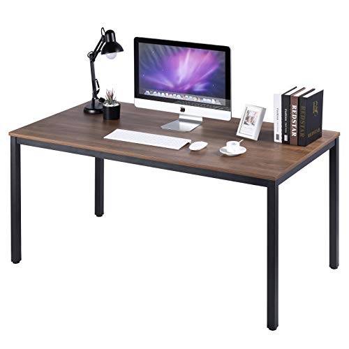 POPRUN Writing Computer Desk 59 Inch（60"x 30"） Home Office Writing Study Desk, Modern Simple Sturdy Laptop Study Table, Walnut - Solid Tabletop Made of MDF