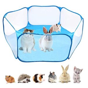 yuntrip small animals cage tent, breathable & transparent pet playpen pop open outdoor/indoor exercise fence, foldable play pen for guinea pig, hamster, rabbit, chinchillas, hedgehogs, reptiles