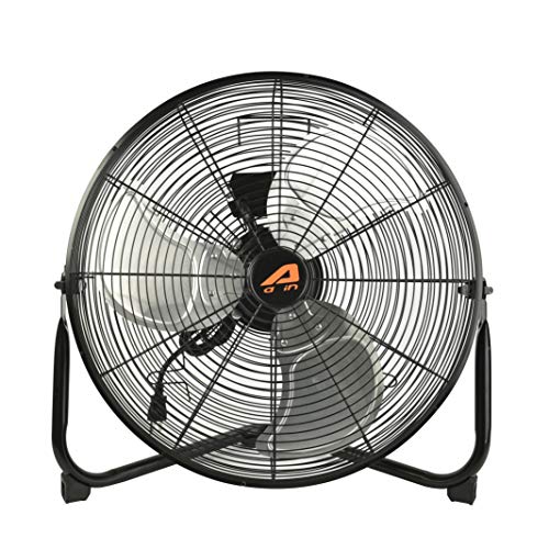 Aain(R AA010 20'' High Velocity Floor Fan, 6000 CFM Industrial Metal Fans for Industrial Garage Shop, 3 Speed Settings, Black