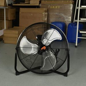 Aain(R AA010 20'' High Velocity Floor Fan, 6000 CFM Industrial Metal Fans for Industrial Garage Shop, 3 Speed Settings, Black