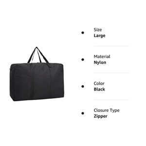 Black Large Clothes Storage Bag Oxford Cloth 600D Waterproof Fold Move and Travel Storage Bag 150l Large Storage Bag with Zipper and Handles,Arrange Quilt Storage Bag