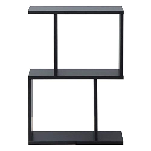 Giantex 2-Tier Bookshelf S Shaped Bookcase Set of 2, Free Standing Industrial Storage Rack, Suit for Living Room Bedroom Office, Modern Small Bookcase, Black