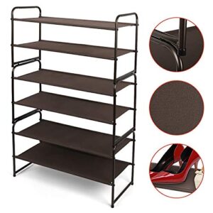 Simple Trending 2-Tier Stackable Shoe Rack, Fabric Shoe Shelf Storage Organizer, Bronze