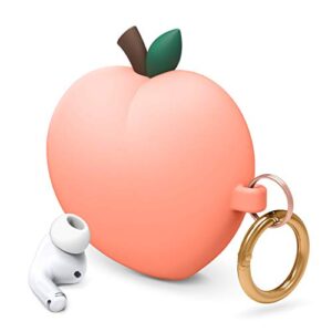elago peach case compatible with apple airpods pro case, 3d cute design case cover with keychain, supports wireless charging (peach) [us patent registered]