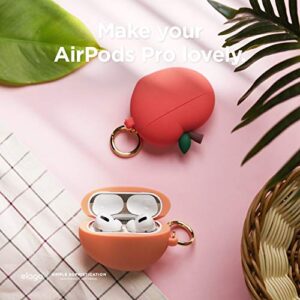 elago Peach Case Compatible with Apple AirPods Pro Case, 3D Cute Design Case Cover with Keychain, Supports Wireless Charging (Peach) [US Patent Registered]