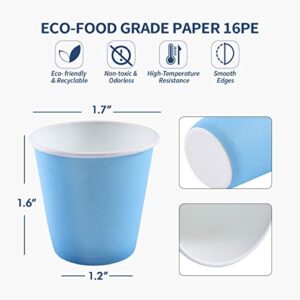 Turbo Bee 600Pack 3oz Disposable Paper Cups,Hot/Cold Beverage Drinking Cup，Small Blue Paper Cups for Bathroom and Mouthwash…