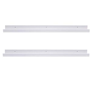 azsky 48 inch long floating bookshelves white set of 2 wall picture shelf pine floating shelves photo frames narrow picture ledge mounting hardware included