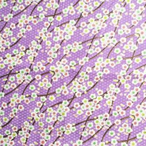 Violet Japanese Kimono Sakura Cotton on Purple Fabric by The Yard 36 by 36-Inch Wide (1 Yard) (KM081)