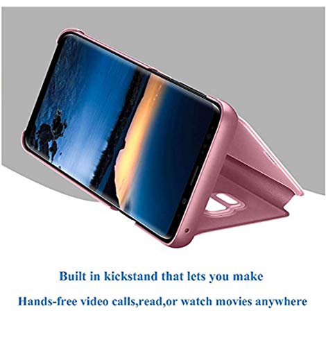 MRSTERUS Huawei P40 Lite case Luxurious Mirror Design Style Transparent Clear Vision Plating Layer Bracket Anti-Scratch Full Body Protective Cover Ultra-Thin for Huawei P40 Lite Mirror:Rose Gold QH