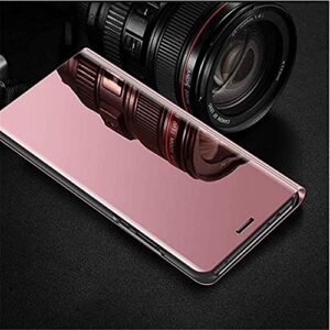 MRSTERUS Huawei P40 Lite case Luxurious Mirror Design Style Transparent Clear Vision Plating Layer Bracket Anti-Scratch Full Body Protective Cover Ultra-Thin for Huawei P40 Lite Mirror:Rose Gold QH