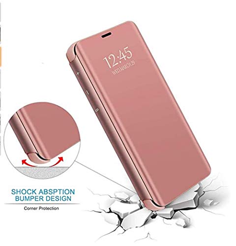 MRSTERUS Huawei P40 Lite case Luxurious Mirror Design Style Transparent Clear Vision Plating Layer Bracket Anti-Scratch Full Body Protective Cover Ultra-Thin for Huawei P40 Lite Mirror:Rose Gold QH