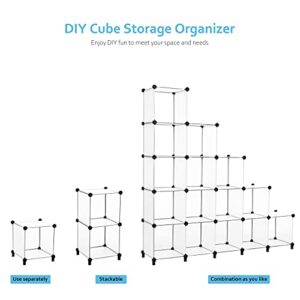 ANWBROAD Cube Storage Organizer 16 Cubes DIY Closet Cabinet Bookshelf Kids Organizers and Storage for Bedroom Closet Organizer Cubby Shelving Plastic Bookcase Office Living Room White ULCS016T