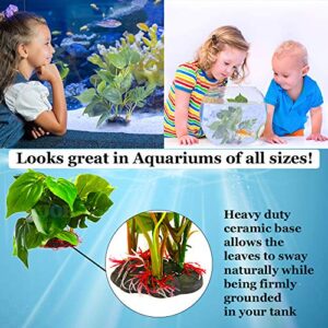 JOR Plastic Leaf Plant for Freshwater or Marine Tanks, 10" Ultra-Realistic Fake Aquarium Plant, 1 Piece