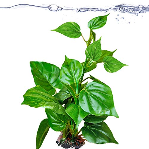 JOR Plastic Leaf Plant for Freshwater or Marine Tanks, 10" Ultra-Realistic Fake Aquarium Plant, 1 Piece