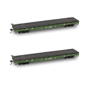 evemodel c8741u 2pcs ho scale 1:87 52' flat car flatbed transporter u.s.army 52ft model train container carriage freight car