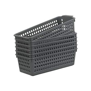 gloreen slim pencil plastic basket, grey narrow spices storage baskets, 6 packs