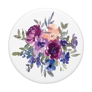 Purple Flower Floral For Women PopSockets Swappable PopGrip