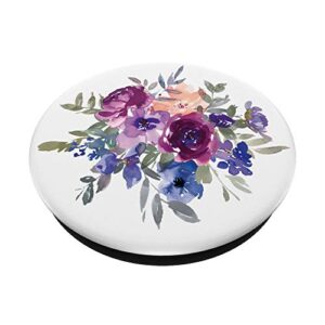 Purple Flower Floral For Women PopSockets Swappable PopGrip