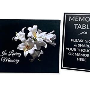 Funeral Guest Book | Memorial Guest Book | Guest Book for Funeral Hardcover | Guestbook for Sign in, Celebration of Life Memorial Service | Funeral Guest Sign Book with Memory Table Card Sign Included