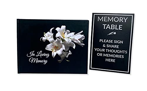 Funeral Guest Book | Memorial Guest Book | Guest Book for Funeral Hardcover | Guestbook for Sign in, Celebration of Life Memorial Service | Funeral Guest Sign Book with Memory Table Card Sign Included