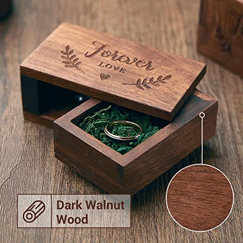 AW BRIDAL Ring Bearer Box Wedding Ring Box Walnut Wood Engagement Ring Box Jewelry Organizer Gift Box for Christmas Wedding Ceremony Proposal