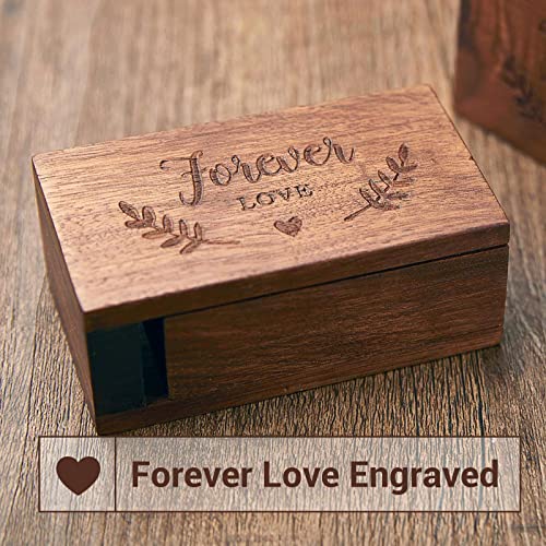 AW BRIDAL Ring Bearer Box Wedding Ring Box Walnut Wood Engagement Ring Box Jewelry Organizer Gift Box for Christmas Wedding Ceremony Proposal