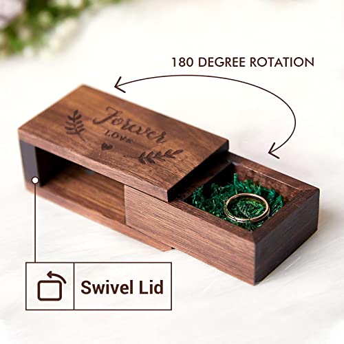 AW BRIDAL Ring Bearer Box Wedding Ring Box Walnut Wood Engagement Ring Box Jewelry Organizer Gift Box for Christmas Wedding Ceremony Proposal