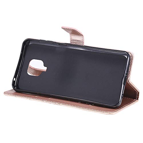 Asdsinfor Compatible with Redmi Note 9 Pro Case Wallet Case Credit Cards Slot with Stand for PU Leather Shockproof Flip Magnetic Compatible with Xiaomi Redmi Note 9S Big Butterfly Rose Gold KT