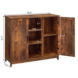 Iwell Storage Cabinet, Buffet Cabinet, Sideboard with 2 Doors and 2 Open Shelves, Coffee Bar, Cabinet for Kitchen, Living Room, Entryway, Rustic Brown