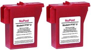 k-700, 797-0, 797-q, 797-m, pb- nupost brand nptk700 compatible red ink cartridge replacement for pb postage meter mailstation/mailstation2 k700, k7mo (2 pack)