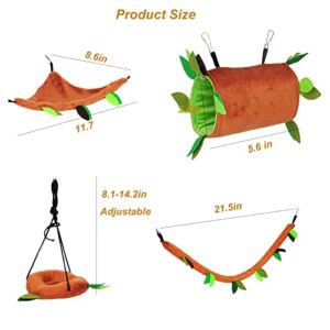 Hamster Guinea Pig Hammock, Small Animal Hanging Hammock Warm Bed House Hamster Guinea Pig Rat Cage Accessories Toys Bed Hanging Tunnel and Swing for Sugar Glider Squirrel Playing