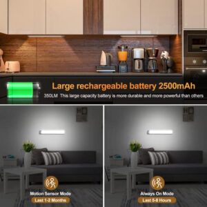 54 LED Closet Light 2 Pack, 2500mAh Rechargeable Motion Sensor Cabinet Light, Indoor Wireless Magnetic LED Lights, Soft Bright Under Counter Lights for Kitchen Bedroom Wardrobe Stair