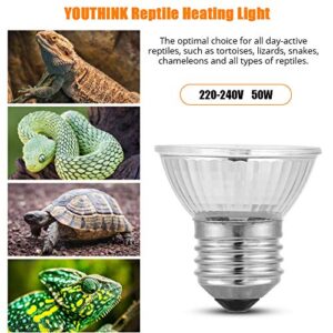 YOUTHINK Reptile Heat Lamp, 50W UVA+UVB Full Spectrum Reptile Heat Lamp Bulb for Turtle Aquarium Aquatic Reptile Lizard Habitat Heat Light