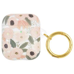 rifle paper co. airpods 2nd / 1st generation case cover w/keychain ring [wireless charging] [front led visible] cute apple airpods case 2 & 1 w/floral design, anti scratch - wild flowers
